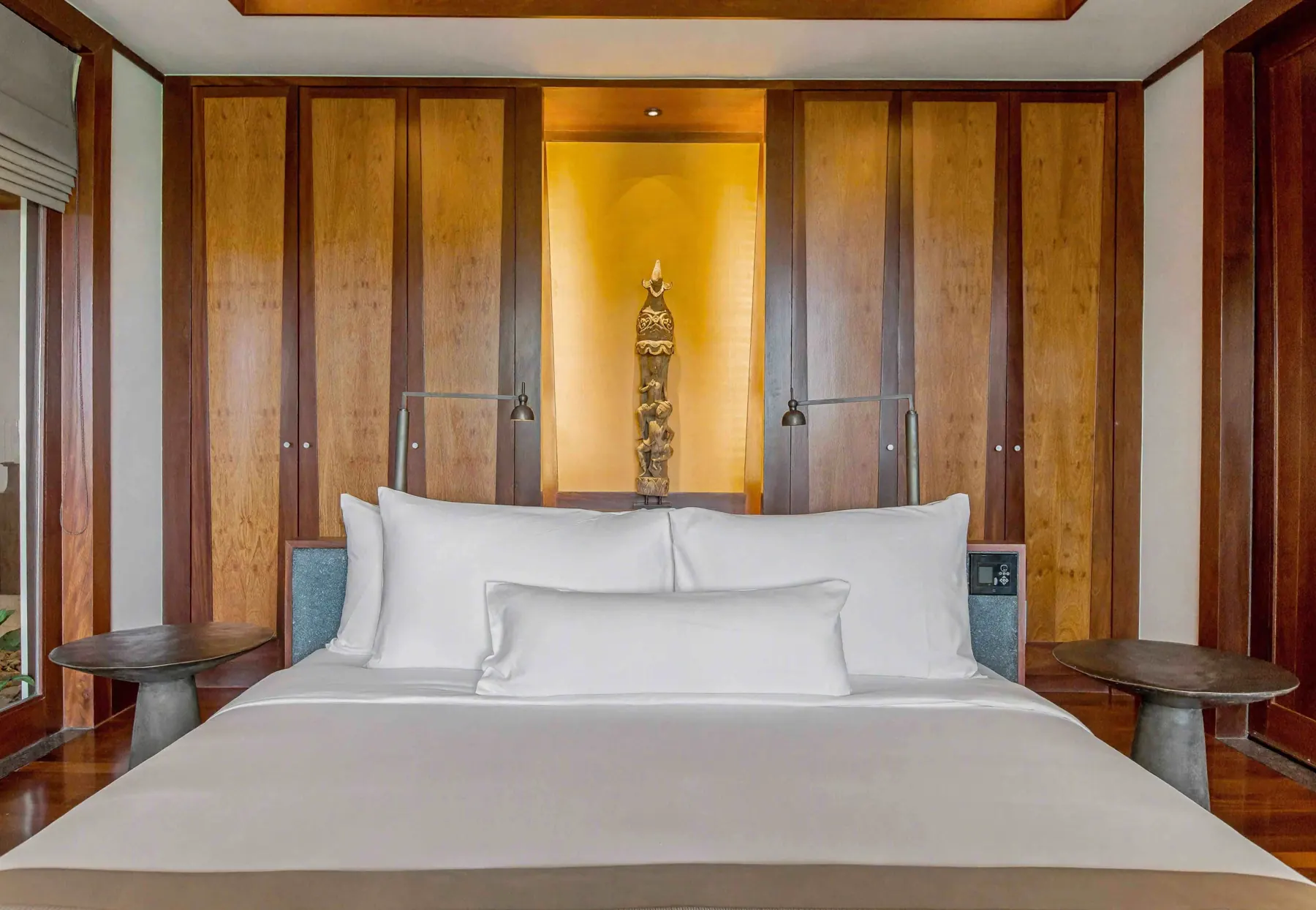 Bedroom 2 headboard and timber wardrobes