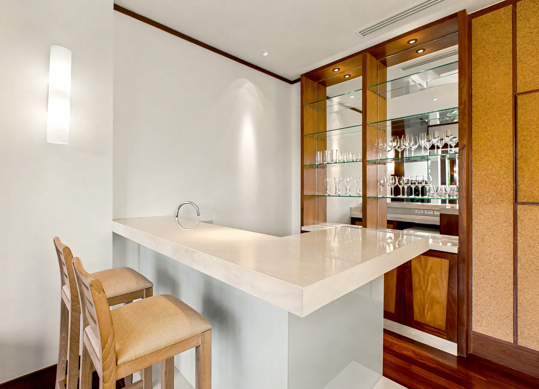 Private bar with bar stools