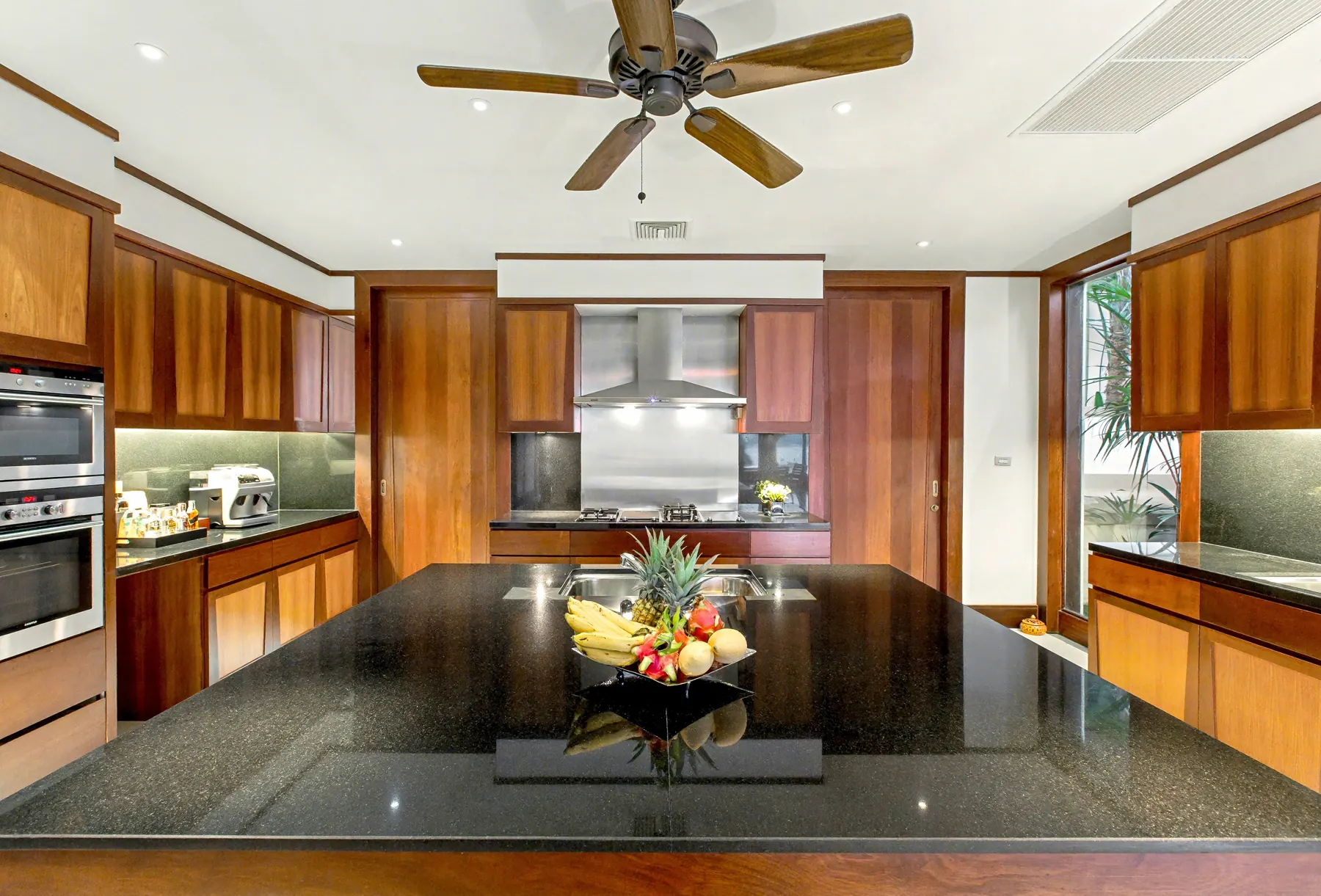 Western-style kitchen with granite island