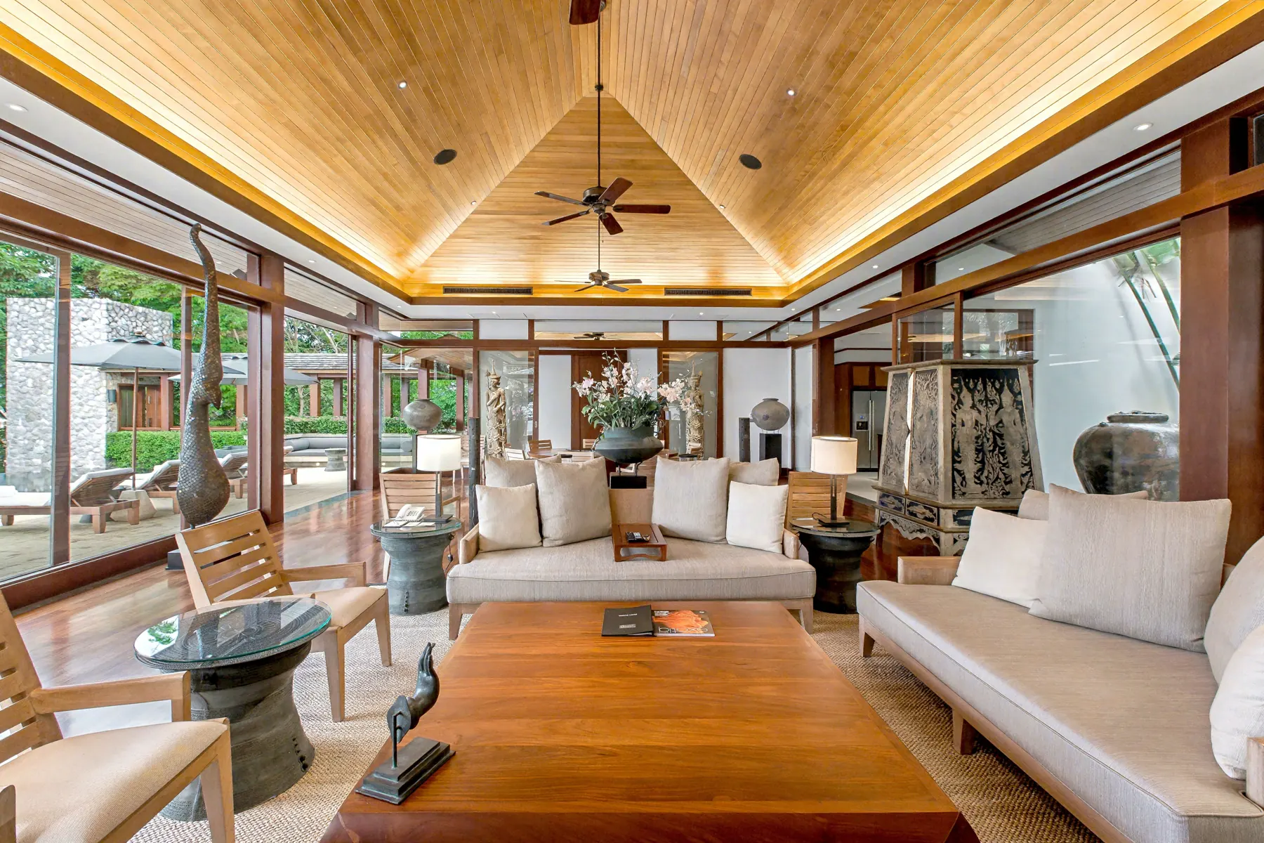 Main living room with vaulted timber ceiling