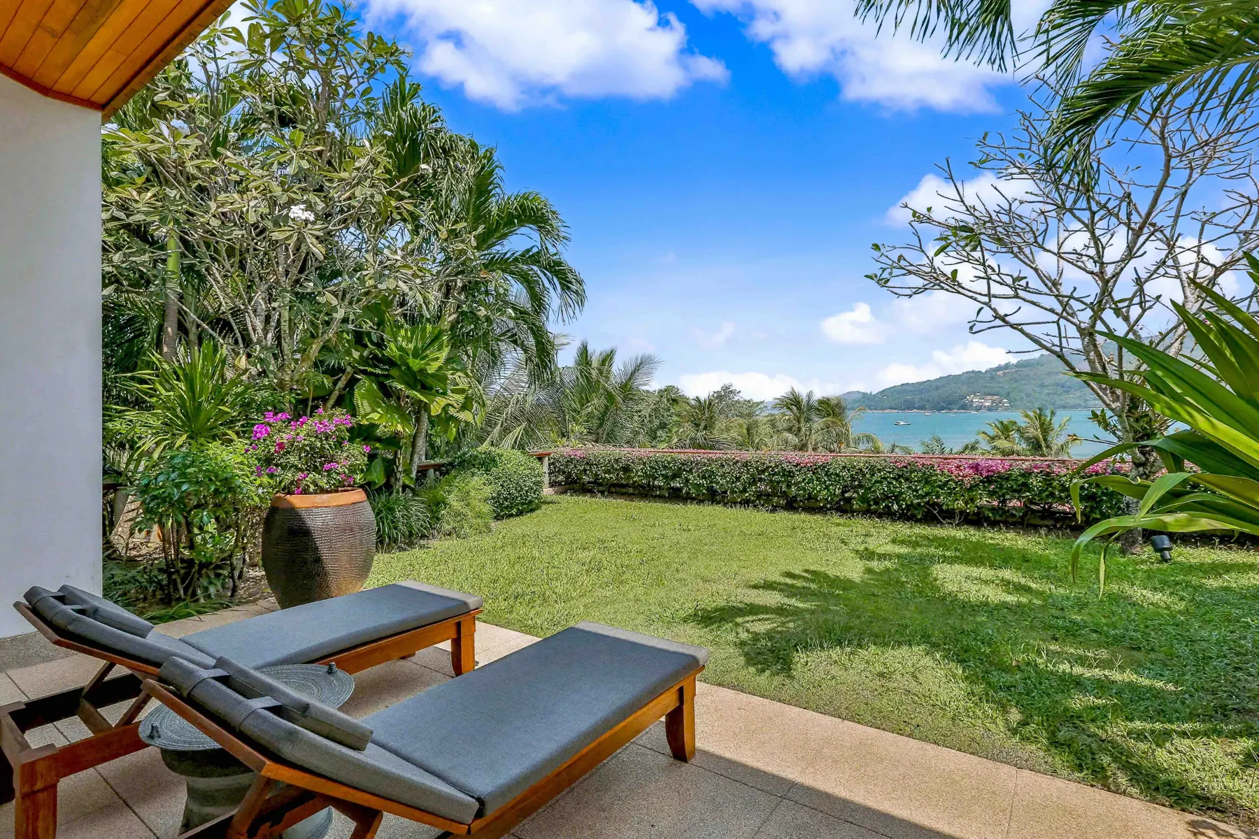 Master suite private garden lawn with sea view